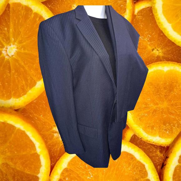 Angelo Rossi 2 Piece‎ Navy Pinstripe MicroTech Suit Size 42R